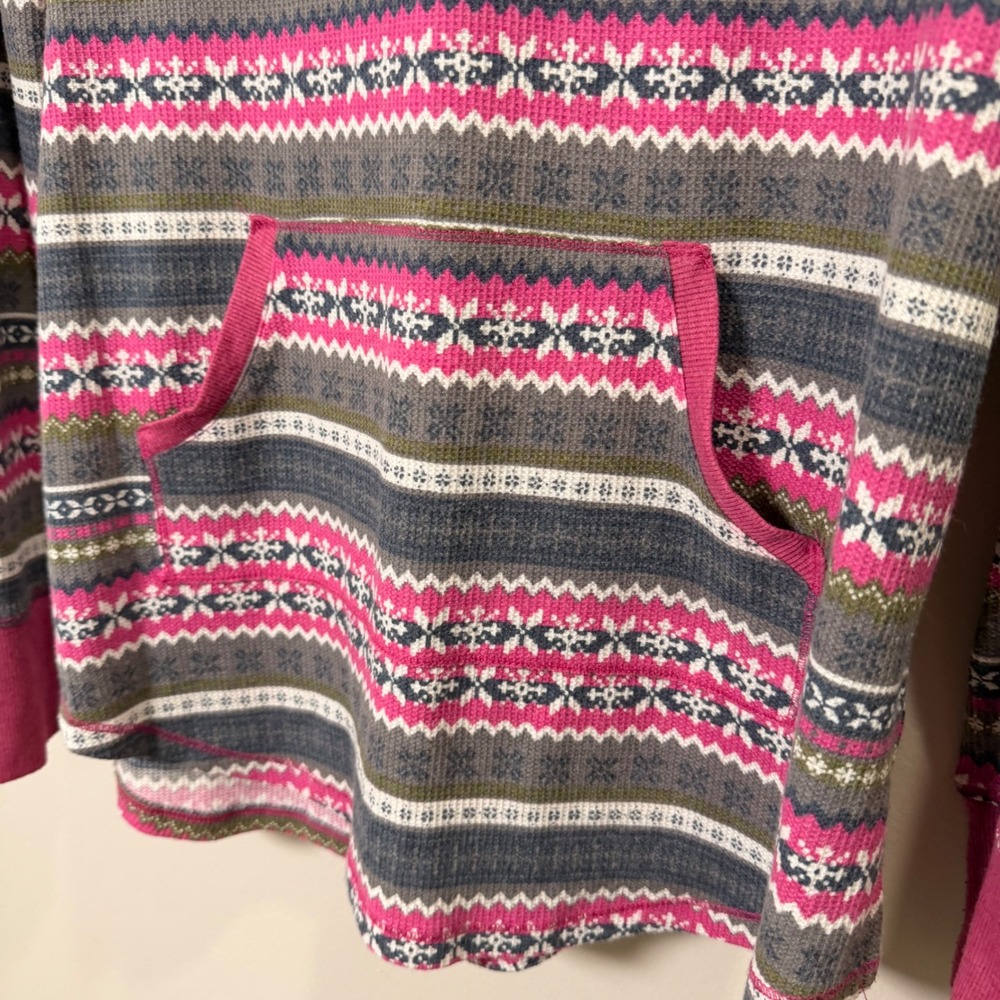Cuddl Duds Hooded Stretch Thermal Base Layer (L) Fair Isle Nordic Print Warm - Picture 3 of 11